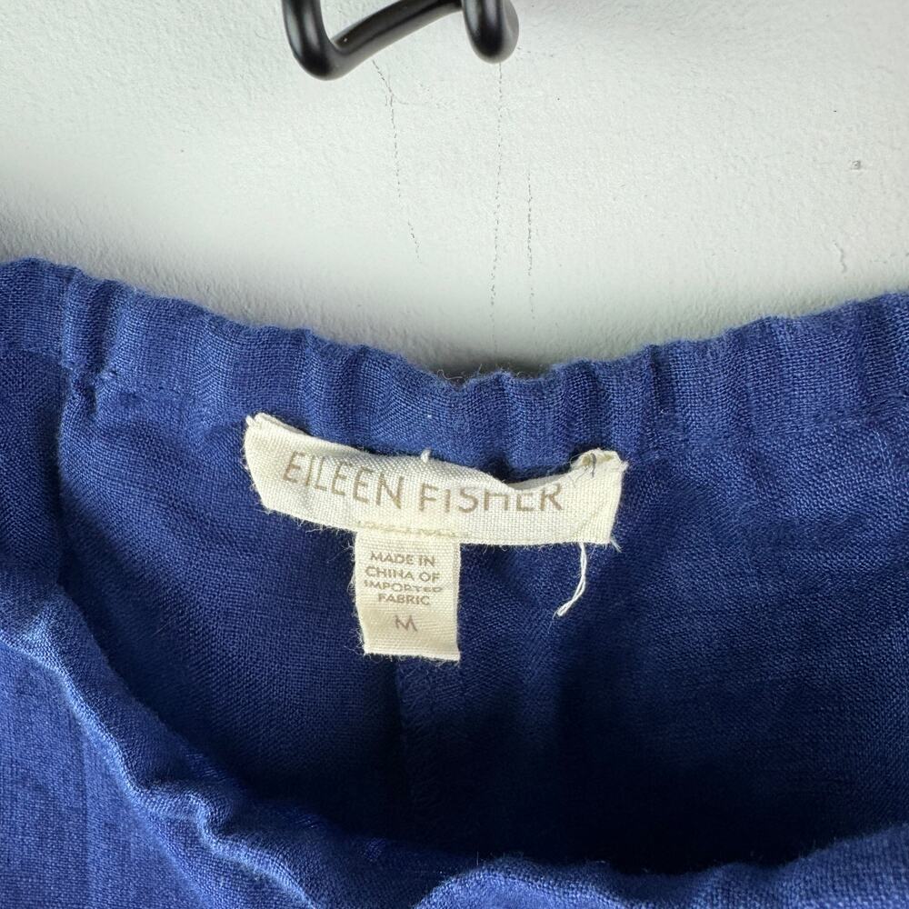 Eileen Fisher Navy Blue Crop Pants Irish Linen High-Rise Wide-Leg Size Medium M - Picture 5 of 7